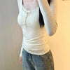 Sweet Floral Lace Long Sleeve Fake Two-Piece Top for Women