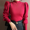 Women’s Puff Sleeve Turtleneck Slim Fit Sweater