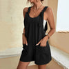 Women's Strappy Summer Jumpsuit – Loose Fit Romper with Pockets