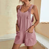 Women's Strappy Summer Jumpsuit – Loose Fit Romper with Pockets