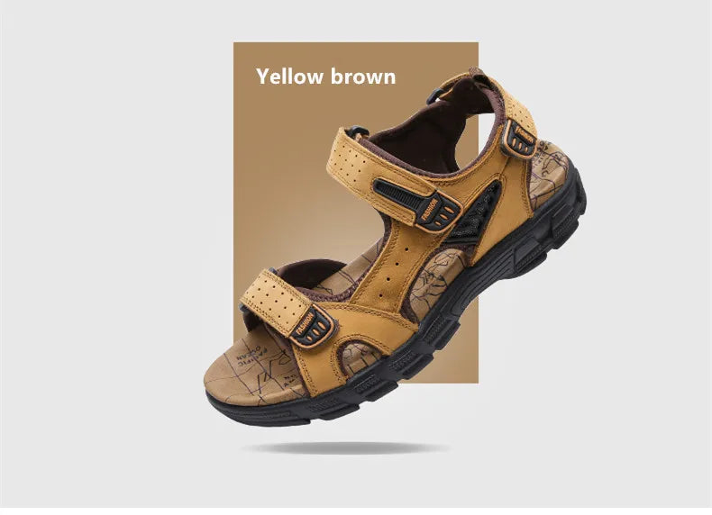 Men’s Genuine Leather Sandals – Classic Outdoor Casual Summer Shoes