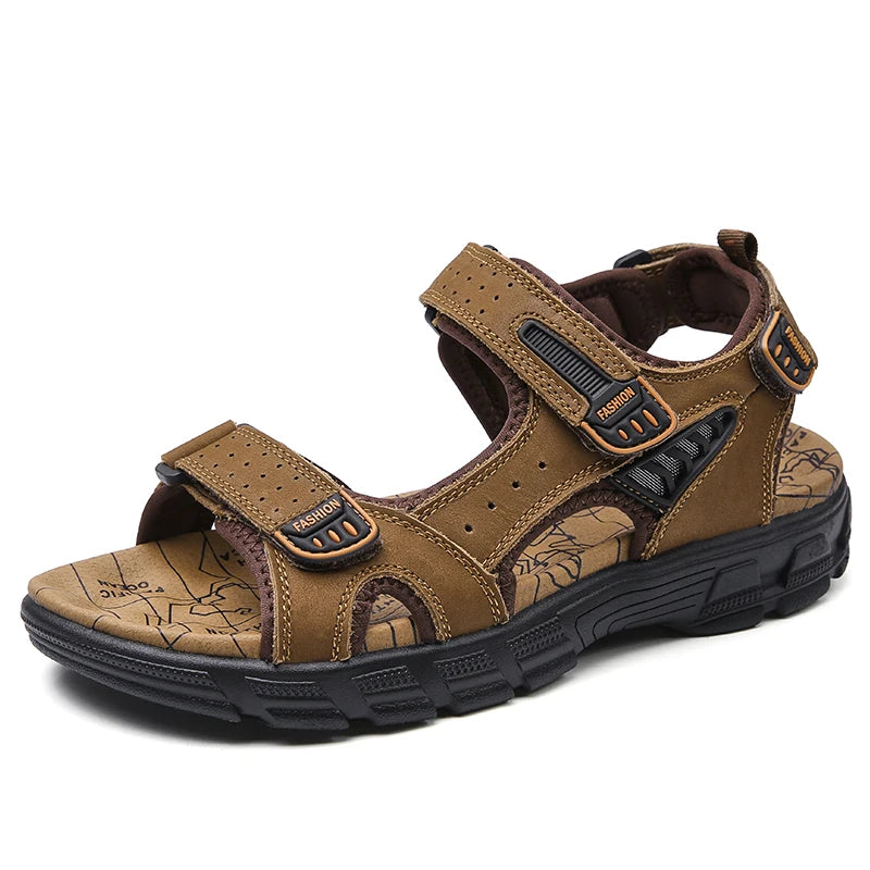 Men’s Genuine Leather Sandals – Classic Outdoor Casual Summer Shoes