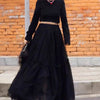 Women’s High Waist Multilayer Ruffle Tulle Maxi Skirt