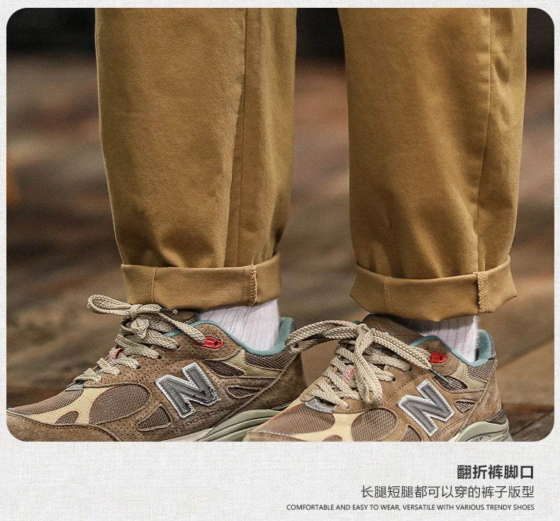 Men’s Cotton Cargo Pants – Loose Fit Mid-Waist Joggers with Belt