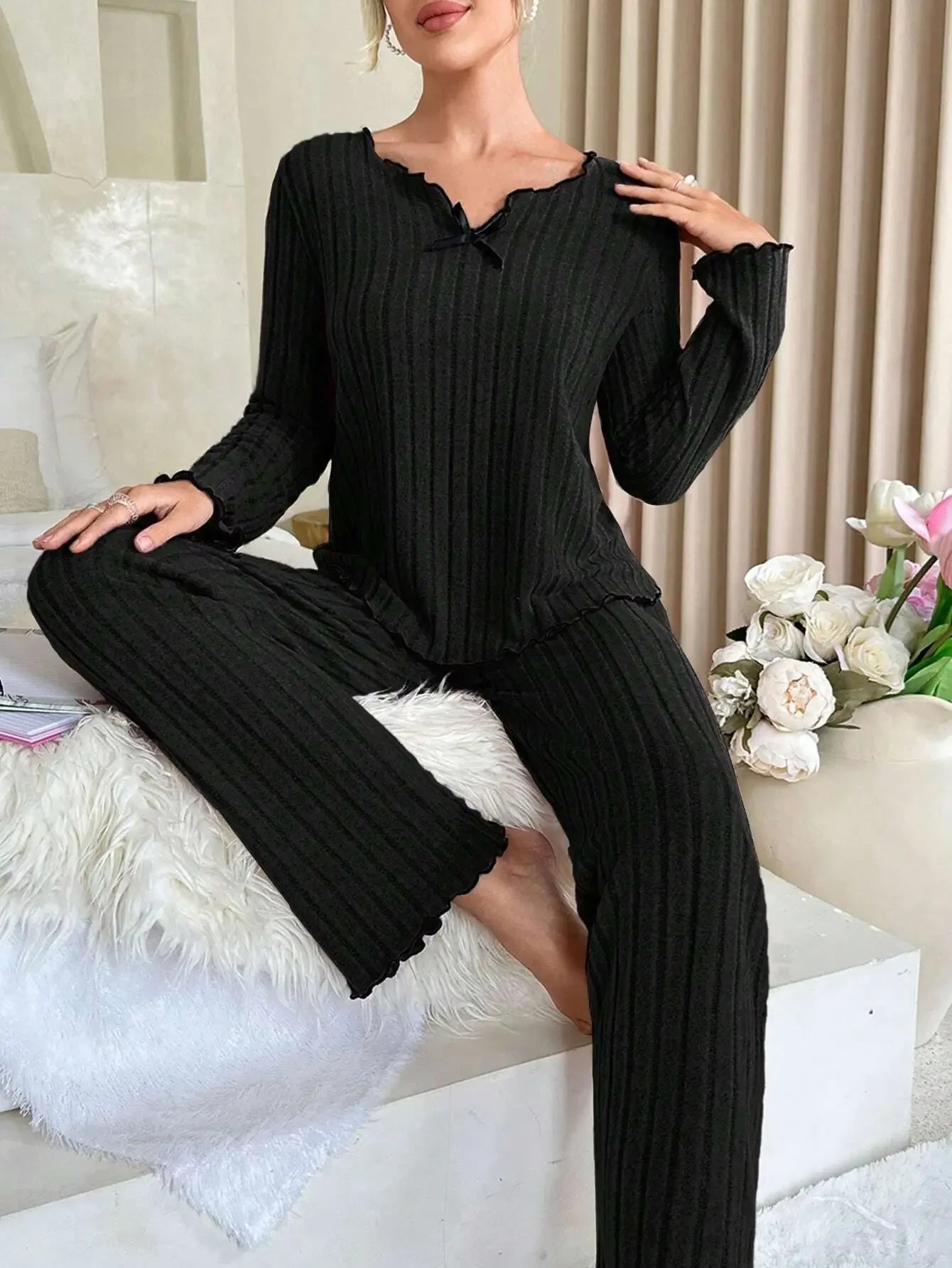 Women’s Ribbed Pajama Set