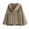 Women’s Plush Winter Coat – Asymmetric Scarf Collar Padded Jacket