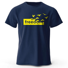 Men's Oversized Freedom Graphic T-Shirt – Cotton Letter Print Tee