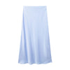 Willshela 2024 Black Satin Midi Skirt – High Waist Elegant Long Skirt for Women