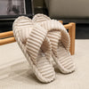 Women’s Corduroy Plush Slippers – Warm Open Toe Home Slides