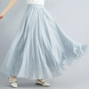 Women's Cotton Linen Maxi Skirt – Boho Y2K Casual Long Skirt, Elegant Beachwear Style