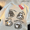 Men’s Coffee Cat T-Shirt – Casual Loose Fit Cotton Tee