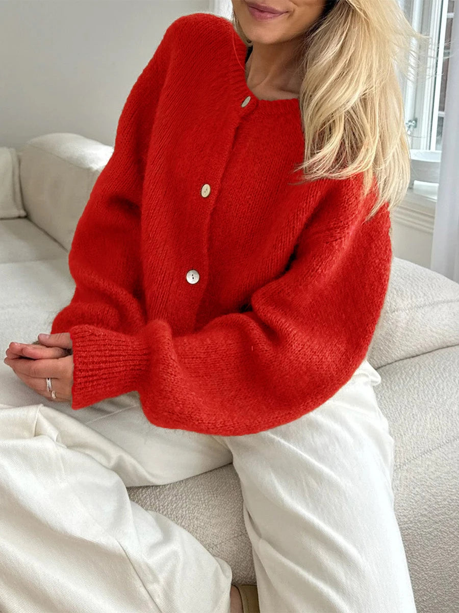 Women’s Fuzzy Knit Button-Down Cardigan