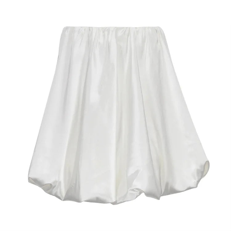 Elegant High-Waist Satin A-Line Mini Skirt for Women