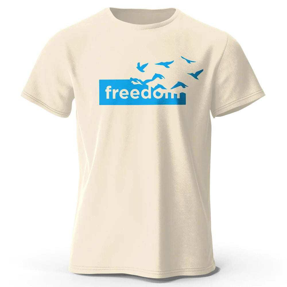 Men's Oversized Freedom Graphic T-Shirt – Cotton Letter Print Tee
