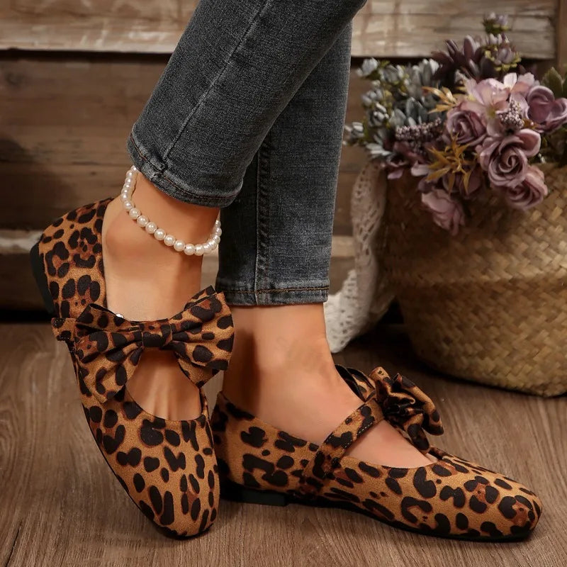 Women’s Leopard Bow Flat Shoes