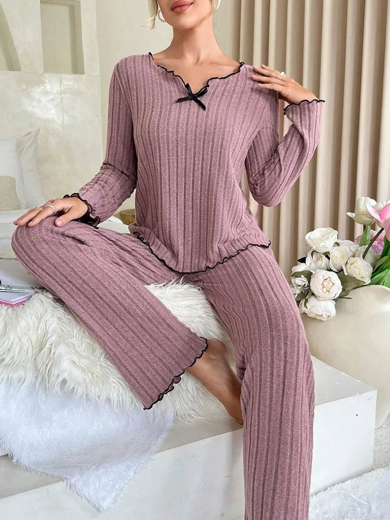 Women’s Ribbed Pajama Set