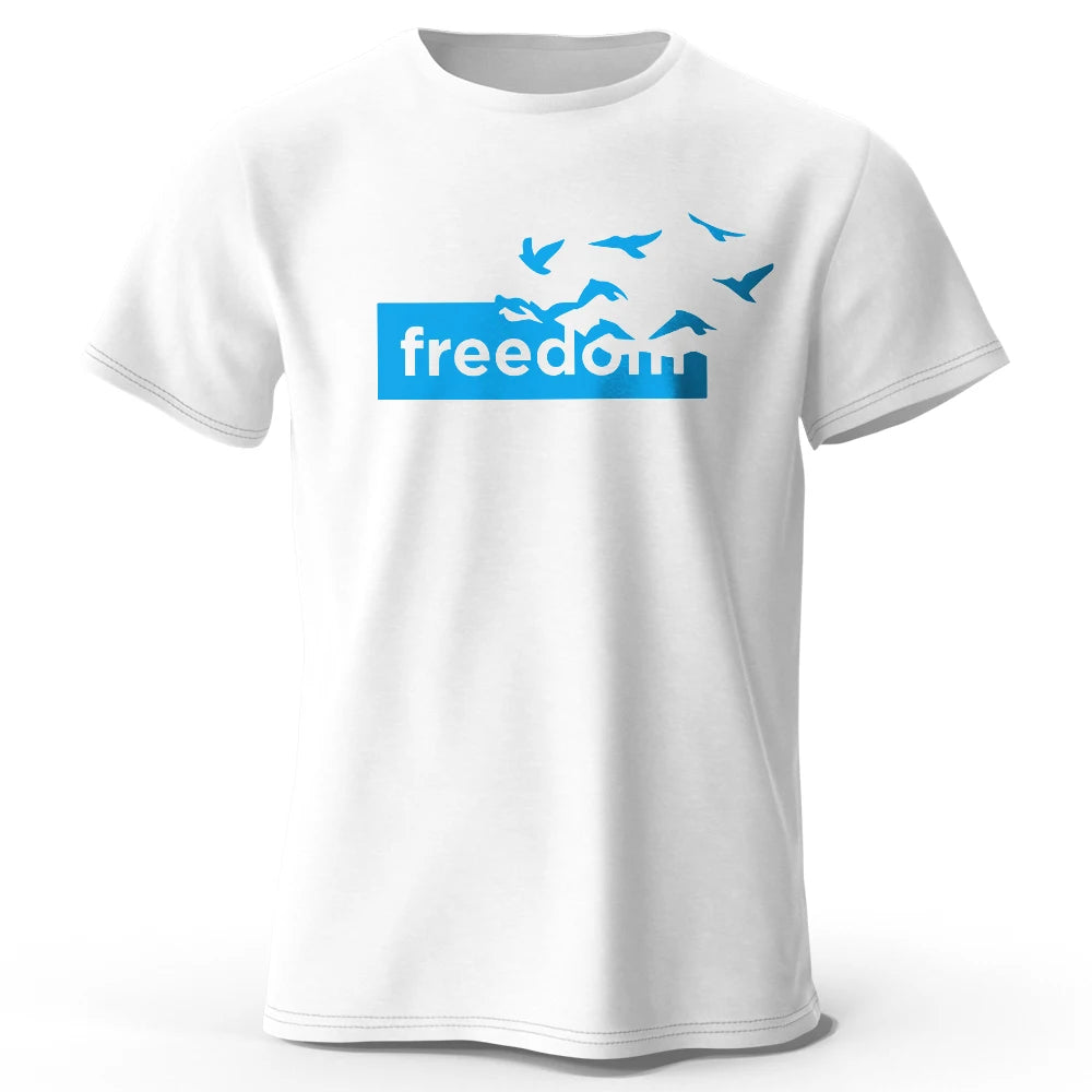 Men's Oversized Freedom Graphic T-Shirt – Cotton Letter Print Tee