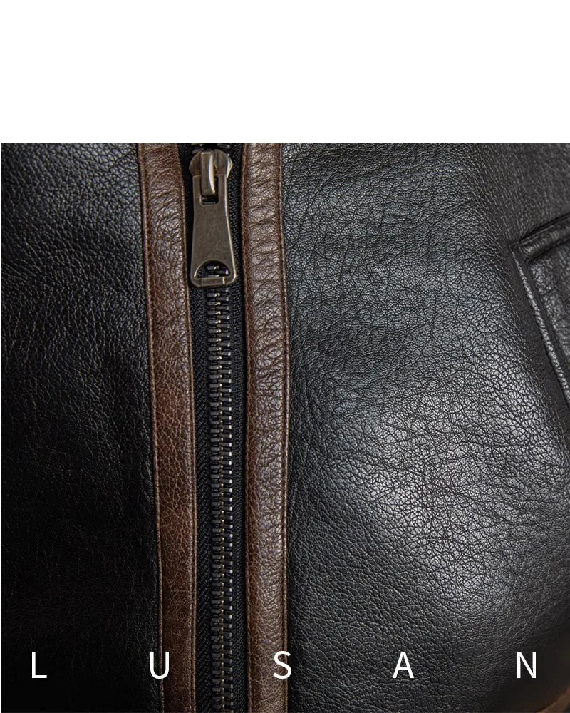 Men’s British Style Leather Jacket – Fur Lined Winter Coat