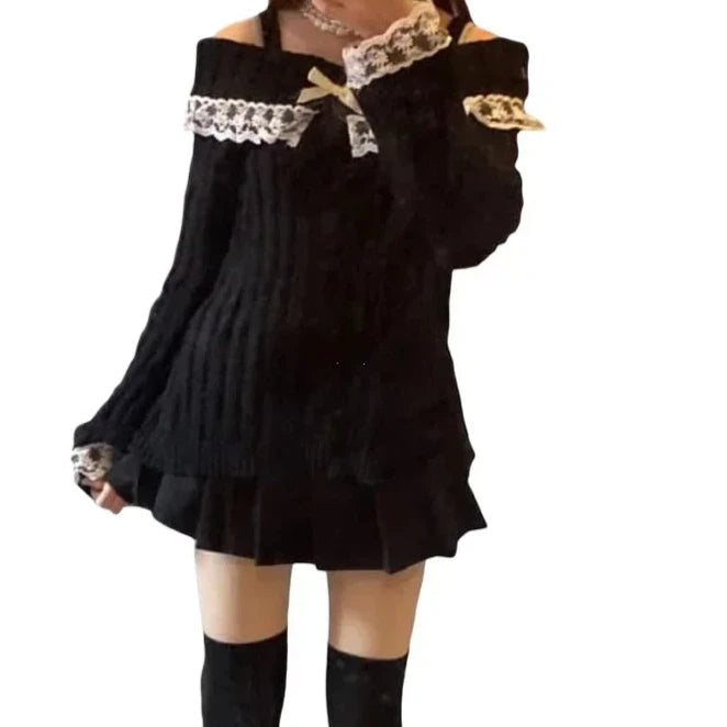 Women’s Off-Shoulder Pink Knit Sweater