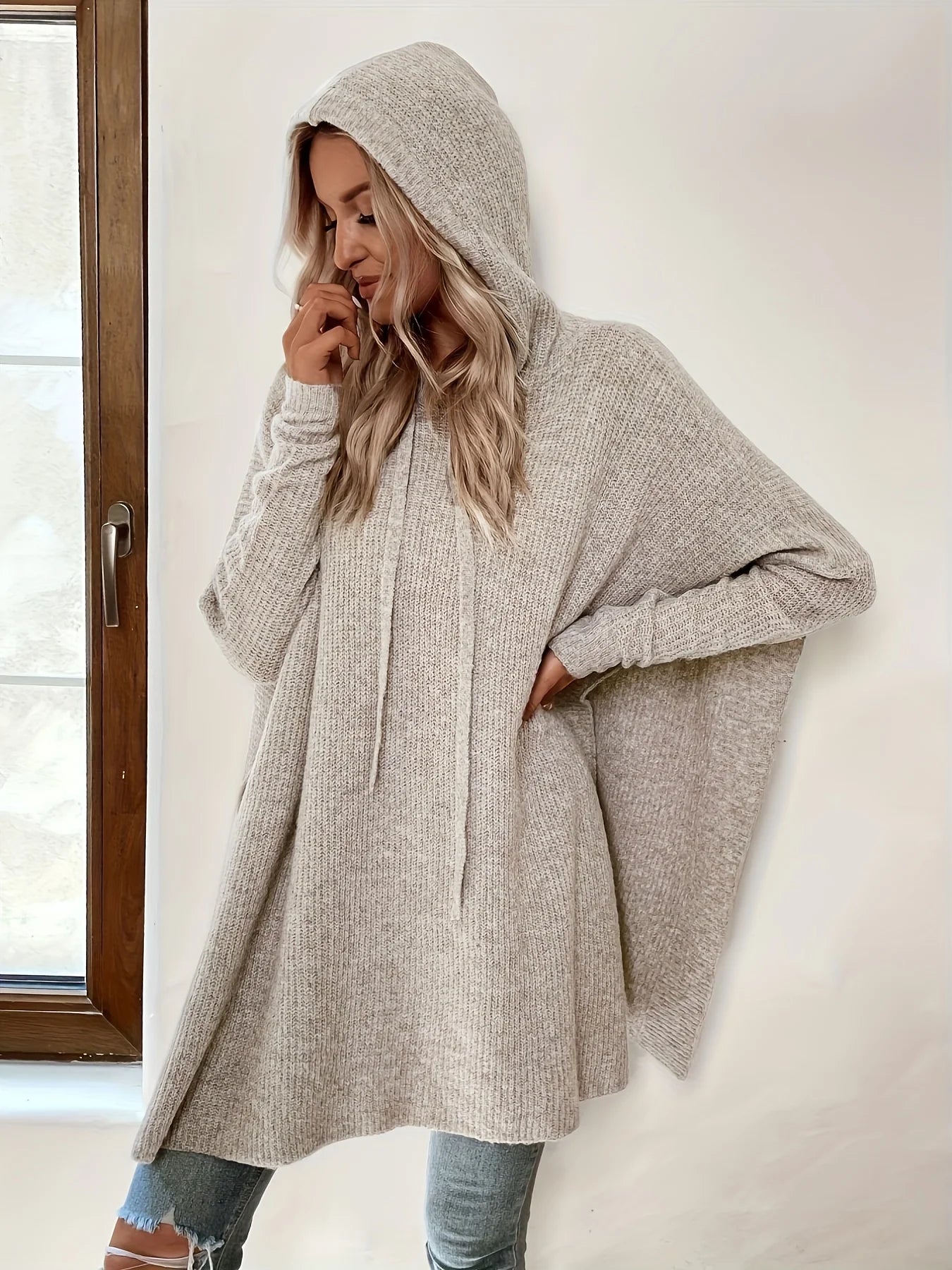 Women’s Knit Sweater Dress with Bottom Skirt Design