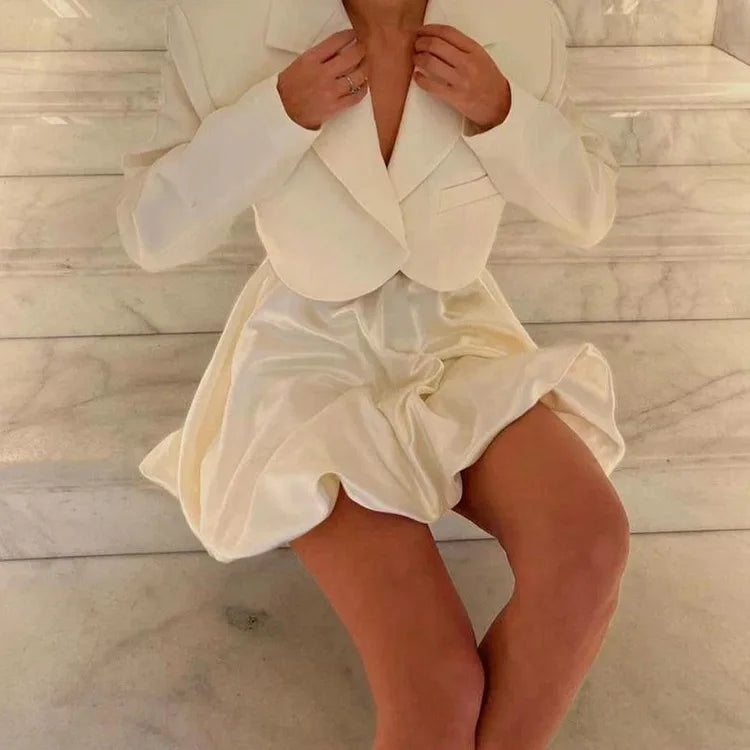 Elegant High-Waist Satin A-Line Mini Skirt for Women