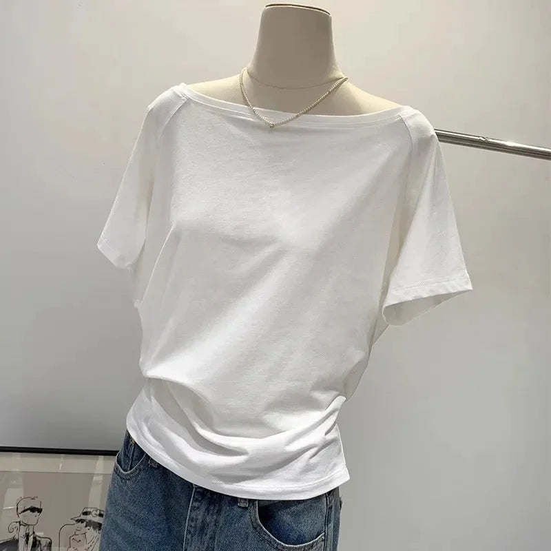 Women’s Off-Shoulder Cotton Long Sleeve T-Shirt