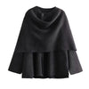 Women’s Plush Winter Coat – Asymmetric Scarf Collar Padded Jacket