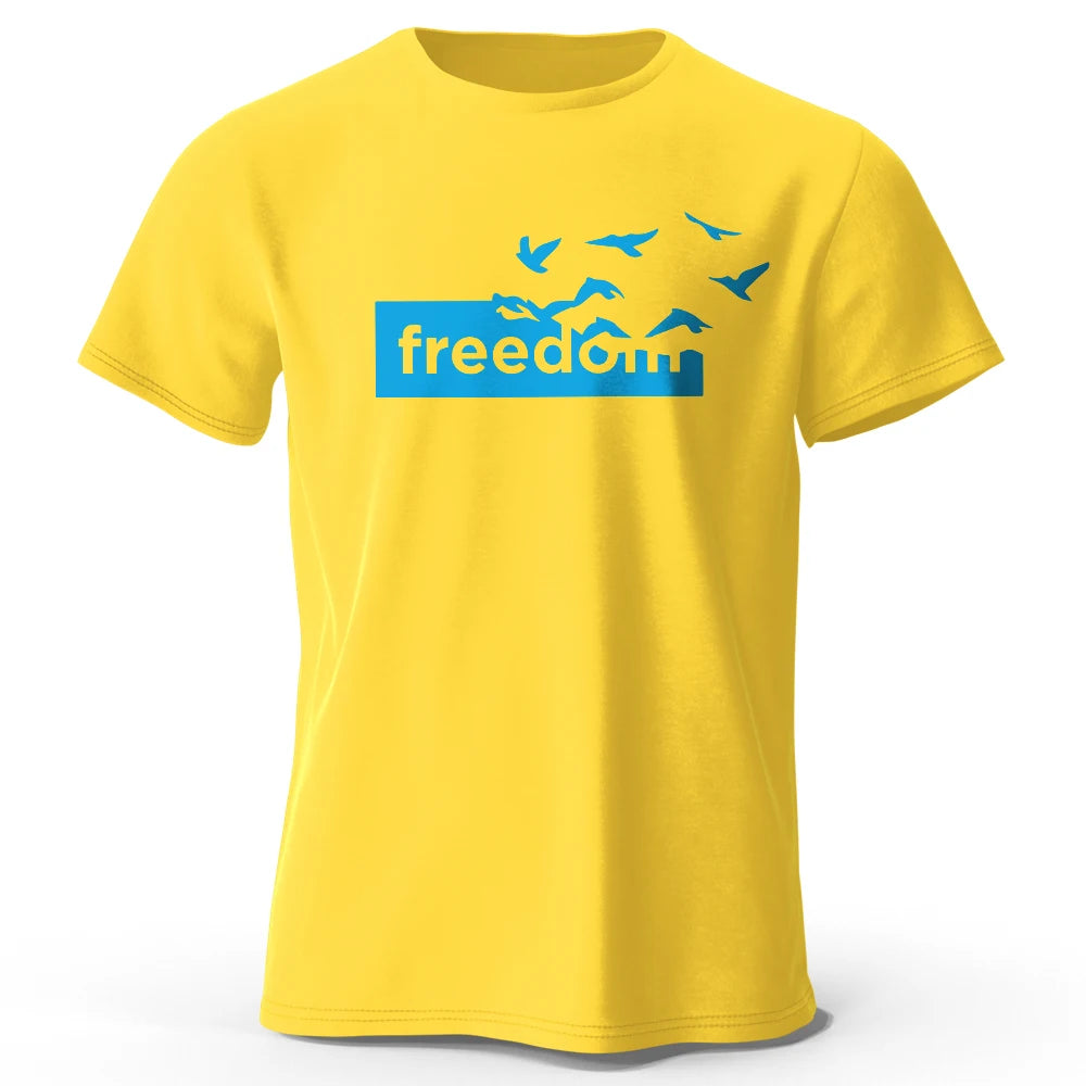 Men's Oversized Freedom Graphic T-Shirt – Cotton Letter Print Tee