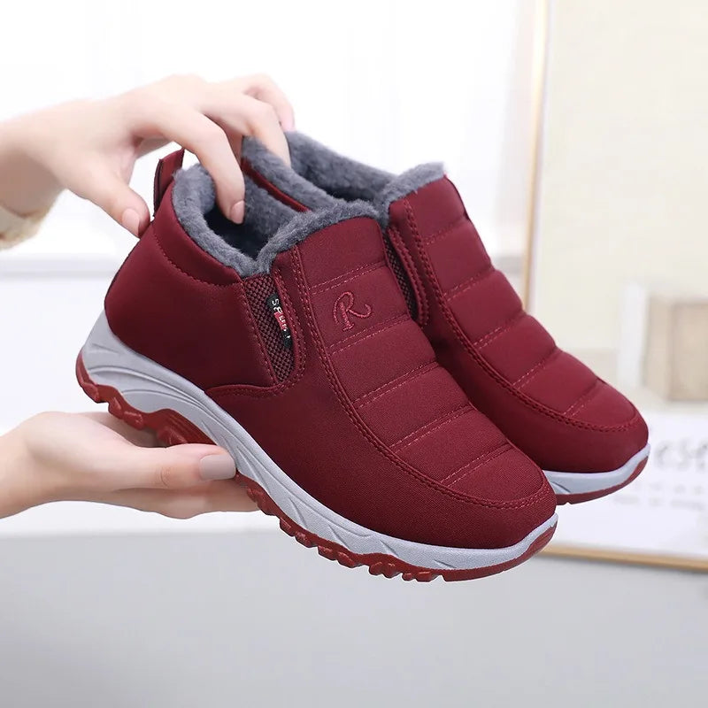 Waterproof Winter Snow Boots for Women and Men – Slip-On Ankle Plush Shoes