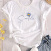 Women's Summer Casual T-Shirt – Flower & Letter Print | Soft & Comfortable