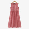 Women's Plaid Sleeveless Sundress – Casual Boho Holiday Dress
