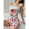 Women’s Summer Black Bear Print Pajama Set