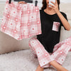Women’s 3-Piece Loungewear Set – Short Sleeve Top with Shorts & Pants, Casual Sleepwear Pajama Set