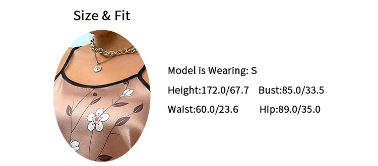 Floral Satin Sleeveless Nightgown for Women