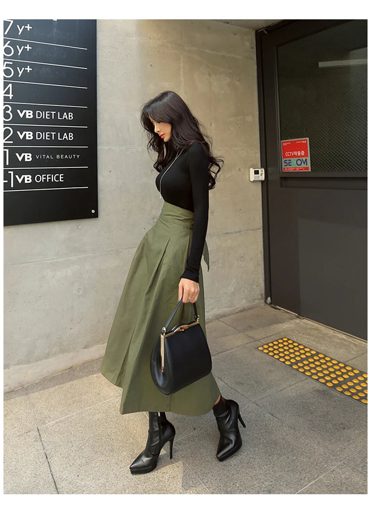 Women's Korean High Waist Swing Skirt