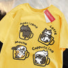 Men’s Coffee Cat T-Shirt – Casual Loose Fit Cotton Tee