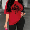 Women's Letter Print T-Shirt – Casual 90s Style Short Sleeve Tee