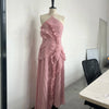 Elegant Purple Halter A-Line Evening Gown – Tiered Ruffle Backless Prom Dress in Chiffon