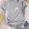 Women's Summer Casual T-Shirt – Flower & Letter Print | Soft & Comfortable