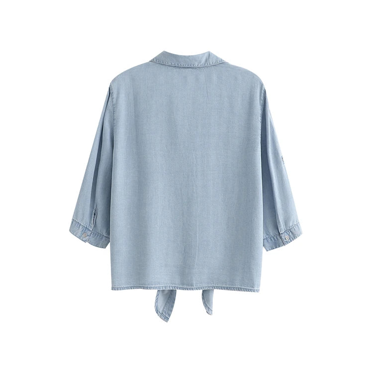 Women’s V-Neck Knot Wrap Top Short Jacket