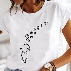 women's cat print t-shirt