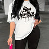 Women's Letter Print T-Shirt – Casual 90s Style Short Sleeve Tee