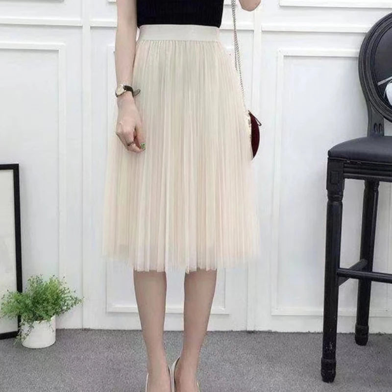 Elegant High Waist Tulle Skirt for Women