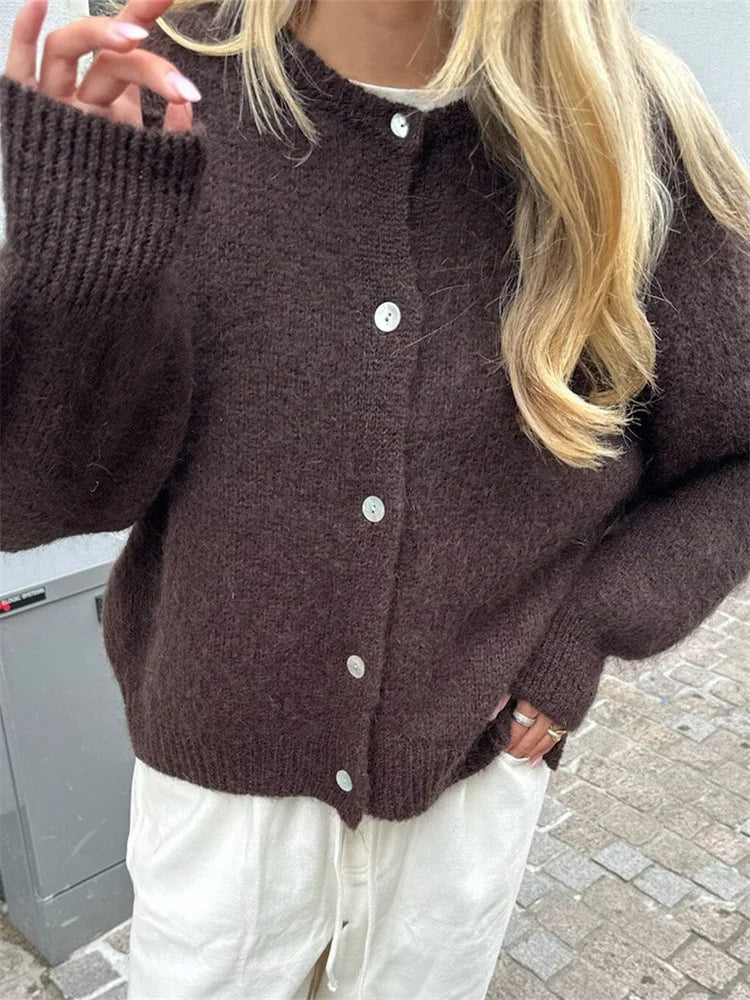 Women’s Fuzzy Knit Button-Down Cardigan