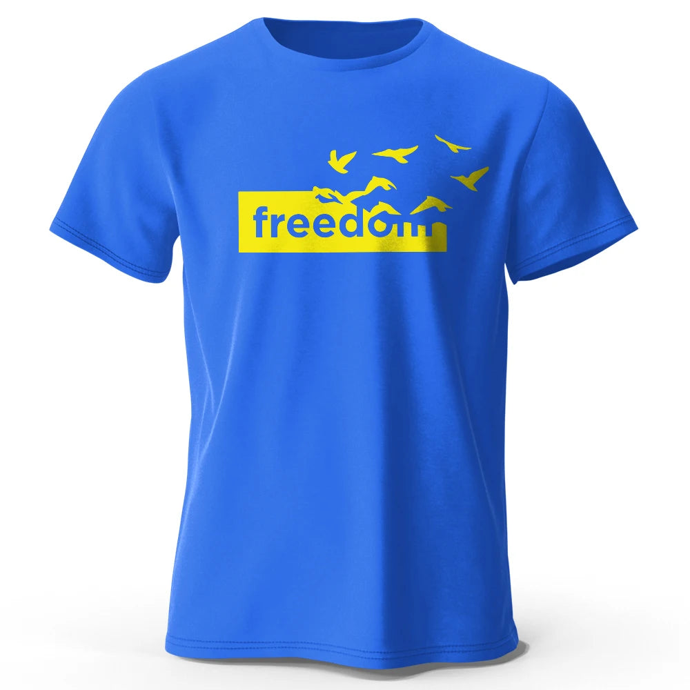 Men's Oversized Freedom Graphic T-Shirt – Cotton Letter Print Tee