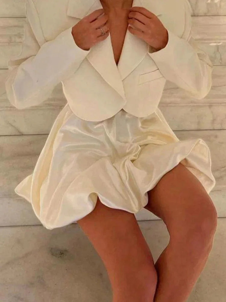 Elegant High-Waist Satin A-Line Mini Skirt for Women