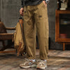 Men’s Cotton Cargo Pants – Loose Fit Mid-Waist Joggers with Belt