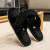 Women’s Corduroy Plush Slippers – Warm Open Toe Home Slides