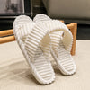 Women’s Corduroy Plush Slippers – Warm Open Toe Home Slides
