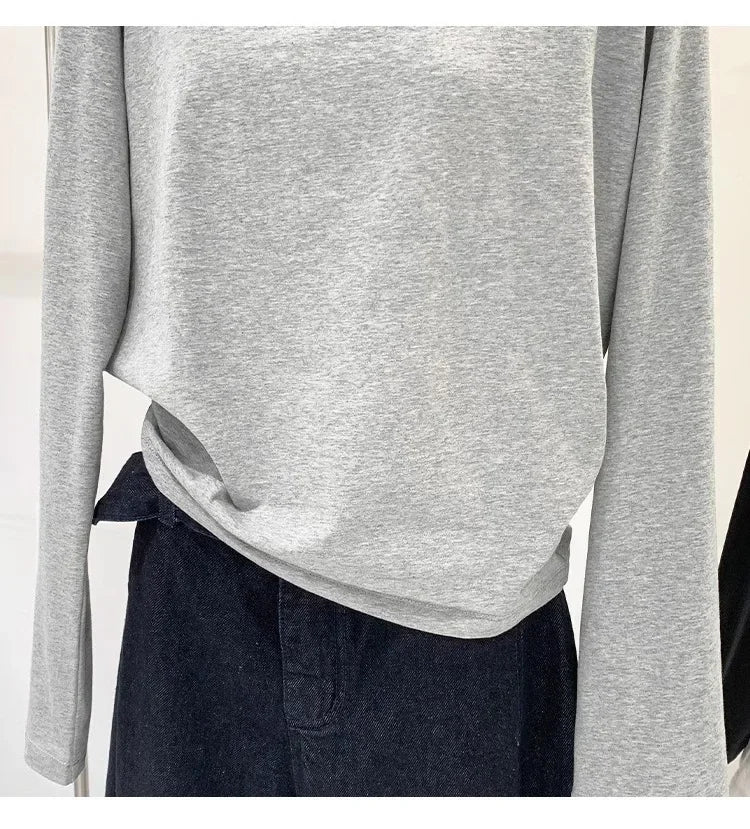 Women’s Off-Shoulder Cotton Long Sleeve T-Shirt